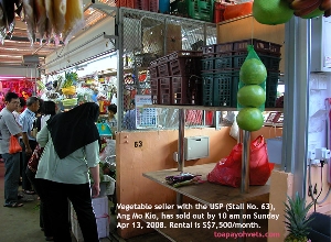 Singapore temporary vegetable stall at $7,500 rental/month. Ang Mo Kio. Toa Payoh Vets 