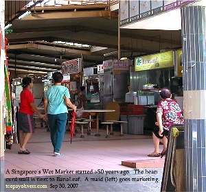 Singapore's heartland wet market, Toa Payoh Lor 8. Bean Curd Stall. Toa Payoh Vets  