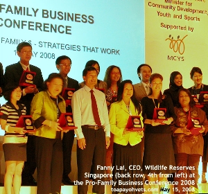 Singapore Pro-Family Business 2008 Conference Awards given. Toa Payoh Vets.